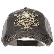 Skull Spade Heat Transfer Designed Low Profile Cotton Mesh Cap