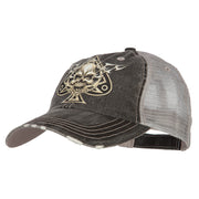 Skull Spade Heat Transfer Designed Low Profile Cotton Mesh Cap