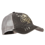 Skull Spade Heat Transfer Designed Low Profile Cotton Mesh Cap