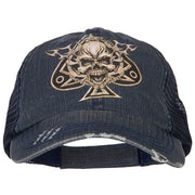 Skull Spade Heat Transfer Designed Low Profile Cotton Mesh Cap