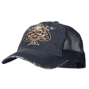 Skull Spade Heat Transfer Designed Low Profile Cotton Mesh Cap