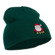 Santa with Christmas Lights Embroidered Short Beanie