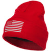 USA Silver Line Flag Embroidered Fleece Long Beanie