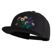 Wildflower Bouquet Embroidered 6 Panel High Profile Structured Snapback - Black OSFM