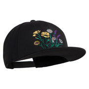 Wildflower Bouquet Embroidered 6 Panel High Profile Structured Snapback - Black OSFM