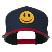 Smile Face Embroidered Two Tone Cap