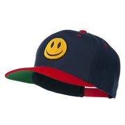 Smile Face Embroidered Two Tone Cap