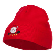 Santa with Christmas Lights Embroidered Short Beanie