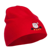 Santa with Christmas Lights Embroidered Short Beanie