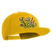Wildflower Bouquet Embroidered 6 Panel High Profile Structured Snapback - Gold OSFM