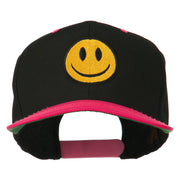 Smile Face Embroidered Two Tone Cap