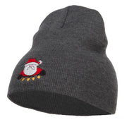 Santa with Christmas Lights Embroidered Short Beanie