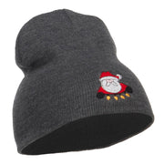 Santa with Christmas Lights Embroidered Short Beanie