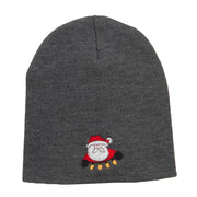 Santa with Christmas Lights Embroidered Short Beanie