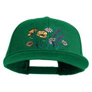Wildflower Bouquet Embroidered 6 Panel High Profile Structured Snapback - Kelly OSFM