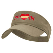 Spain Love Embroidered Cotton Twill Sun Visor