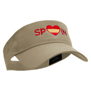 Spain Love Embroidered Cotton Twill Sun Visor