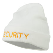 Security Embroidered Long Knitted Beanie