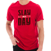 Slay All Day Phrase Graphic Design Short Sleeve Cotton Jersey T-Shirt