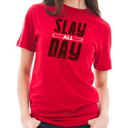 Slay All Day Phrase Graphic Design Short Sleeve Cotton Jersey T-Shirt