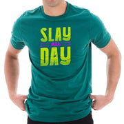 Slay All Day Phrase Graphic Design Short Sleeve Cotton Jersey T-Shirt