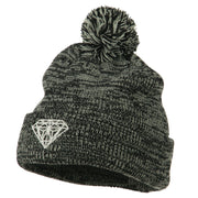 Small Diamond Embroidered Pom Beanie