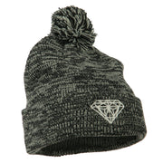 Small Diamond Embroidered Pom Beanie