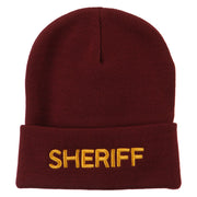 Sheriff Military Embroidered Long Cuff Beanie