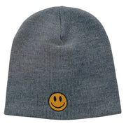 Smile Face Embroidered Short Beanie