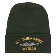 US Submarine Veteran Military Embroidered Long Beanie