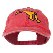 Maryland State Map Embroidered Washed Cap