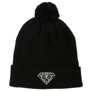 Small Diamond Embroidered Pom Beanie