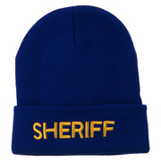 Sheriff Military Embroidered Long Cuff Beanie