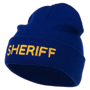 Sheriff Military Embroidered Long Cuff Beanie