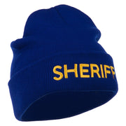 Sheriff Military Embroidered Long Cuff Beanie