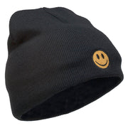 Smile Face Embroidered Short Beanie