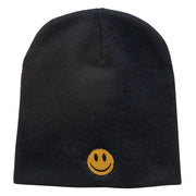 Smile Face Embroidered Short Beanie