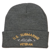 US Submarine Veteran Military Embroidered Long Beanie