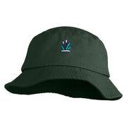 Cattails Embroidered Unisex Multipurpose Crushable Cotton Twill Bucket Hat - Dark-Green M