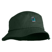 Cattails Embroidered Unisex Multipurpose Crushable Cotton Twill Bucket Hat - Dark-Green M