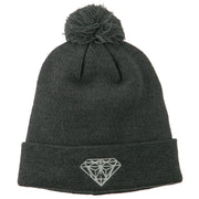 Small Diamond Embroidered Pom Beanie