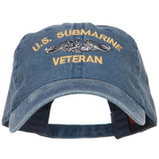 US Submarine Veteran Military Embroidered Washed Cap