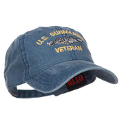 US Submarine Veteran Military Embroidered Washed Cap