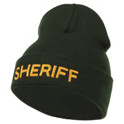 Sheriff Military Embroidered Long Cuff Beanie