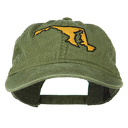 Maryland State Map Embroidered Washed Cap