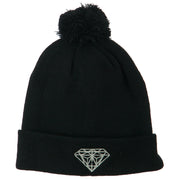 Small Diamond Embroidered Pom Beanie