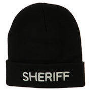 Sheriff Military Embroidered Long Cuff Beanie