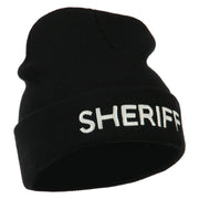 Sheriff Military Embroidered Long Cuff Beanie