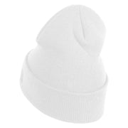 US Submarine Veteran Military Embroidered 12 inch Cuffed Knit YP Long Beanie - White OSFM