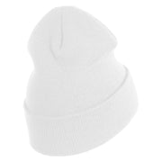 US Submarine Veteran Military Embroidered 12 inch Cuffed Knit YP Long Beanie - White OSFM